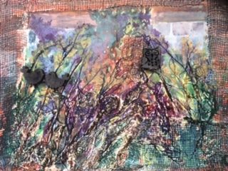Dorothy, Garden scene collage, recycled materials.